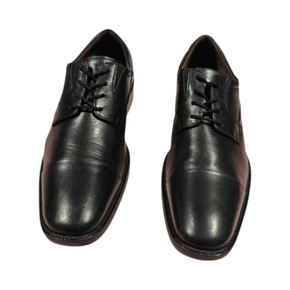 JOHNSTON & MURPHY Lancaster Black Leather Cap Toe Oxford Size 8.5M